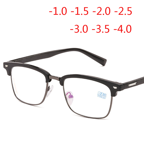 Gafas Retro para mujer, gafas de miopía, gafas cuadradas ópticas, montura de remaches para hombres, Oculos-1,0-1,5-2,0 -2,5-3,0-3,5-4,0 ► Foto 1/6