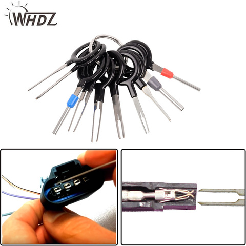 Herramientas de eliminación de terminales WHDZ 11 unids/set Kit Extractor de clavijas para cables eléctricos para coche herramienta de reparación de enchufes ► Foto 1/6