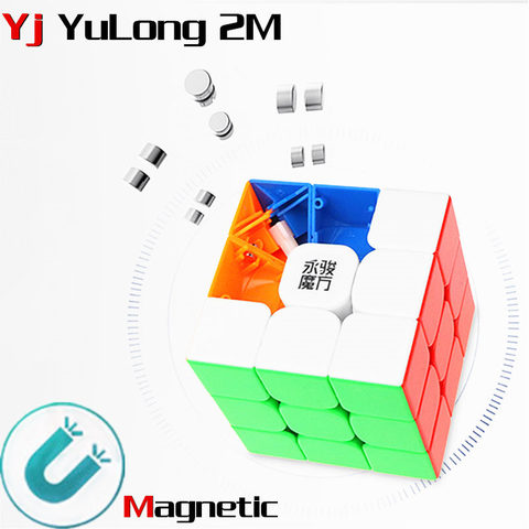 Yj yulong 2 M v2 M 3x3x3 magnético cubo mágico yongjun imanes rompecabezas cubos velocidad ► Foto 1/6