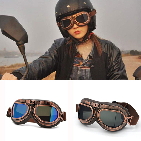 Gafas de motocicleta gafas de moto piloto Steampunk Vintage ATV Biker Scooter Cruiser Jet casco ciclismo esquí Retro gafas de sol ► Foto 1/6