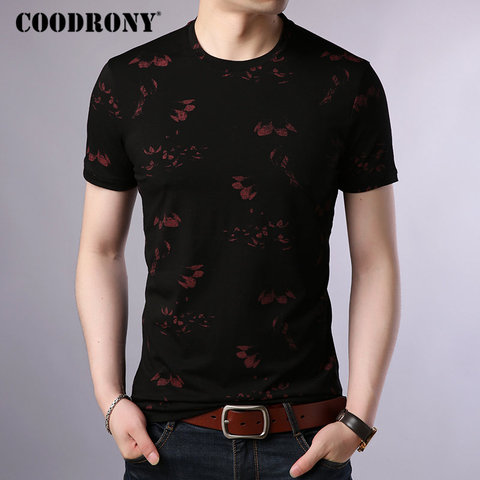 COODRONY-Camiseta de algodón para hombre, camisa de cuello redondo, ropa de calle de manga corta, de verano, Floral, S95014, 2022 ► Foto 1/6