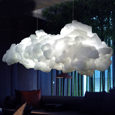 Creativo moderno romántico blanco nubes colgante luces Led rayo efecto lámpara suave blanco flotando algodón colgante de luz ► Foto 1/1