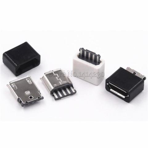 20 piezas P unids DIY Micro USB 5 P 5Pin hembra Plug Connectors Kit blanco y negro con un tipo de línea de soldadura de carcasa ► Foto 1/6