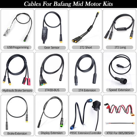 Cable para Mid Motor Bafang e-bike Kits de conversión cambio de marchas Sensor USB programación Pantalla de freno extensión EB-BUS 1T4 1T2 ► Foto 1/6