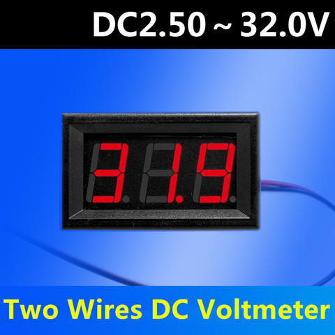 DIY DC2.5-30V DC 0 100 V 2/3 cables LED rojo Panel medidor de voltaje medidor voltímetro Digital probador de instrumentos eléctricos para coche ► Foto 1/6