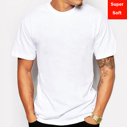 Hombre verano Super blanco suave T camisetas de los hombres de algodón de manga corta Modal Flexible camiseta color blanco tamaño básico camiseta casual Tops ► Foto 1/6