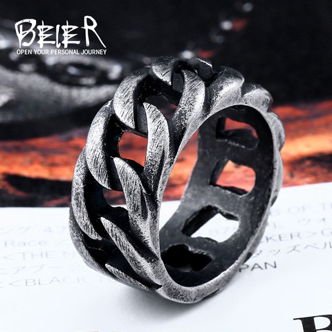 Beier nueva tienda 316L Acero inoxidable anillo de alta calidad anillo de cadena gótica personalidad retro joyería de moda LLBR8-175R ► Foto 1/6