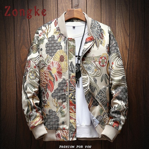 Zongke-Chaqueta Bomber bordada para hombre, ropa informal japonesa, chaquetas de invierno, abrigo de marca, M-5XL, 2022 ► Foto 1/6