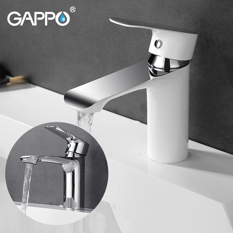 Grifos de lavabo GAPPO blanco cromo grifos cascada grifos para lavabo mezclador grifo de baño grifos de agua mezclador montado cubierta ► Foto 1/1