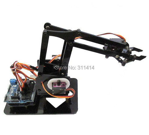 1 Unidades acrílico DIY Robot brazo Robot garra Kit Arduino 4DOF juguetes modelo mecánico manipulador agarre DIY Kit de aprendizaje ► Foto 1/5