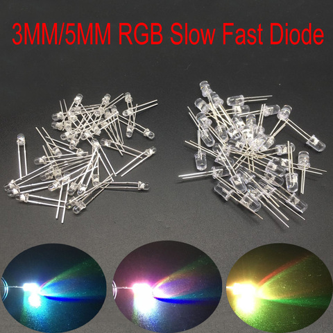 100X F5 redondo de 5mm lento RGB rápido RGB Flash diodo Led de arco iris de Color rojo verde azul diodos emisores de luz de agua Lámpara clara ► Foto 1/6