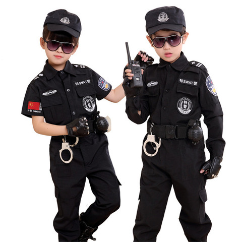 Disfraz de policía de tráfico para niños disfraces de policía uniforme falda femenina plisada estudiante equipo fiesta de Halloween actuación ► Foto 1/6