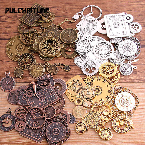 PULCHRITUDE 10 Uds. De Metal Vintage de aleación de Zinc, mezcla de cuatro colgantes de reloj, abalorios de reloj Steampunk para hacer joyería Diy ► Foto 1/6
