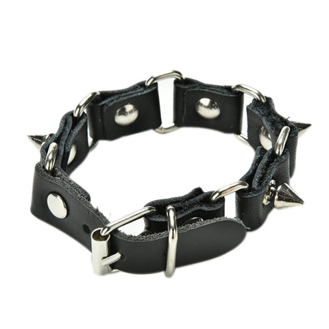 Cono de Metal con tachuelas Unisex, pulsera de cuero sintético con remaches, ancho, Punk, pulsera de roca, pulseras para mujer y hombre ► Foto 1/6