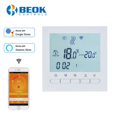 El regulador de temperatura de calefacción de la caldera de Gas programable BEOK controla la aplicación del termostato WIFI y el termostato de Control manual con chico ► Foto 1/6