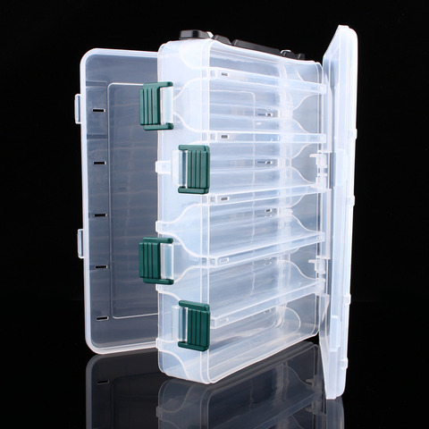 10 compartimentos de plástico transparente señuelo de pesca caja anzuelo accesorios de pesca caja de almacenamiento caja de alta resistencia de doble cara ► Foto 1/6