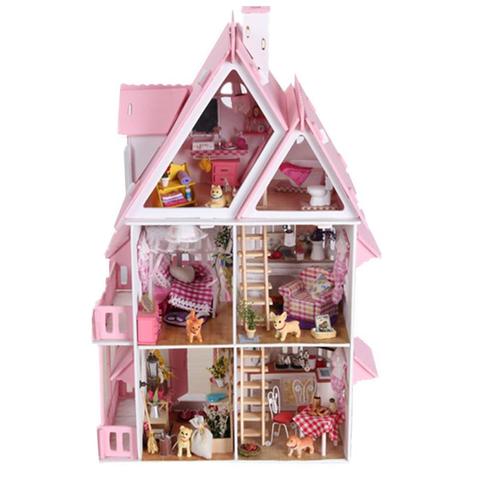 DIY Kit Dollhouse juguete modelo en miniatura rompecabezas de madera casa de muñecas, único tamaño grande juguete de la casa con muebles para el regalo de cumpleaños ► Foto 1/6