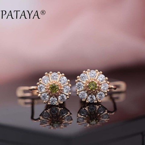 Pattaya nuevo loto Pendientes de gota 585 rosa de oro verde natural ZIRCON Pendientes mujeres blanco boda joyería nupcial azul Pendientes de gota ► Foto 1/6