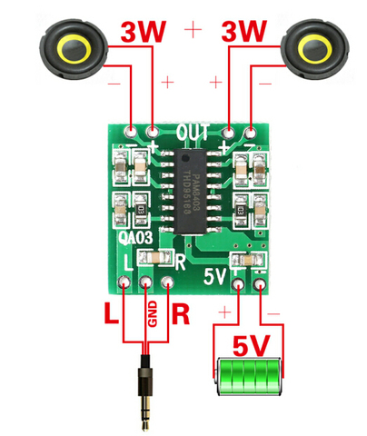 PAM8403 de Audio de 2x3W Mini Digital placa amplificadora de potencia para estéreo módulo amplificador clase D de Audio de potencia de 5V ► Foto 1/5