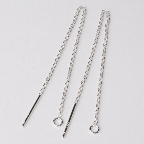 Sólida plata 925, hilo de oreja, 1,2mm, cadena de enlace, pendientes con bucle, venta al por mayor ► Foto 1/4
