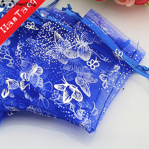 50 Uds Bronzing Butterfly Drawable bolsas de Organza 7x9 9x12 11x16cm joyería embalaje para boda/Navidad bolsas de regalo, bolsita Organza 5z ► Foto 1/6