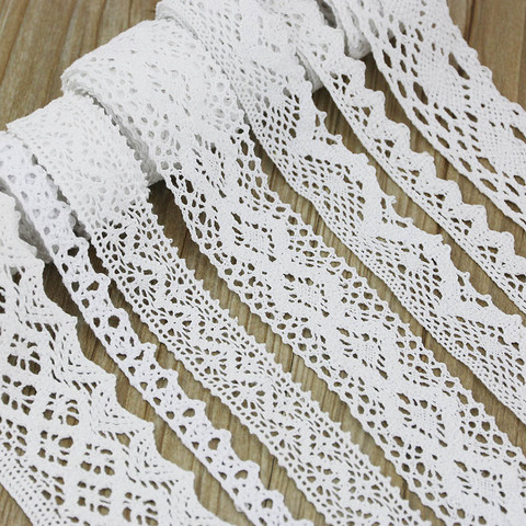 Cintas de red de encaje bordado de algodón blanco, decoración DIY, costura artesanal, materiales de 5 metros por rollo ► Foto 1/6