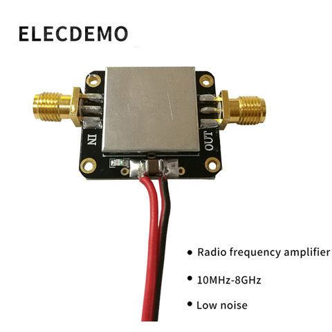 Amplificador de RF de bajo ruido, banda ancha LNA, ganancia de 10M-8GHz, 12dB, cubierta de protección integrada ► Foto 1/3
