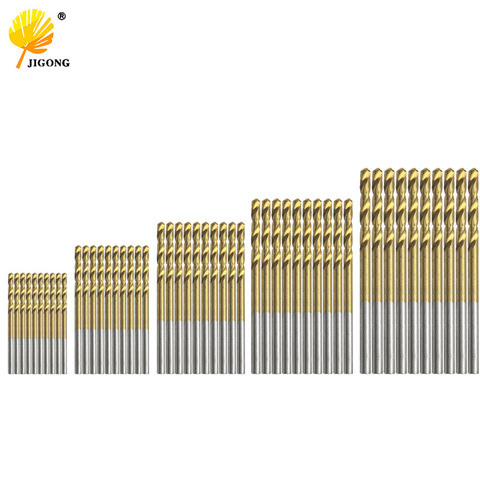 Juego de 50 Uds de brocas de acero de alta velocidad HSS con revestimiento de titanio Herramienta 1mm 1,5mm 2mm 2,5mm 3mm ► Foto 1/6