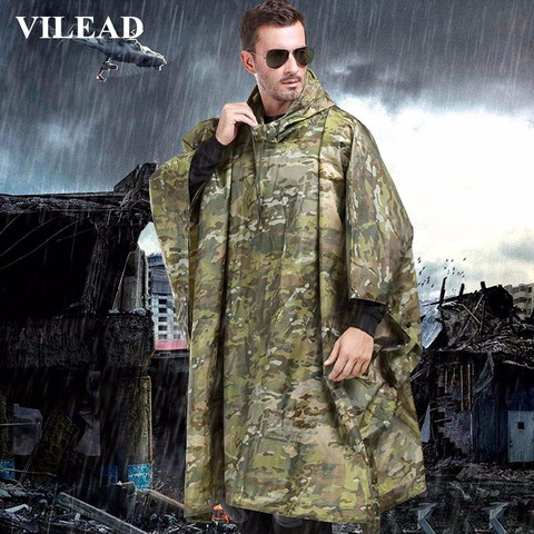 VILEAD-chubasquero Impermeable de poliéster para exteriores