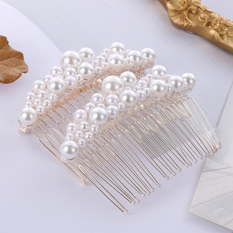 Peinetas de perla de mujer de moda accesorios para el cabello de boda, pasador para el pelo, Tiara de diamantes de imitación, Clips nupciales, joyería para el cabello de novia 2022 ► Foto 1/6