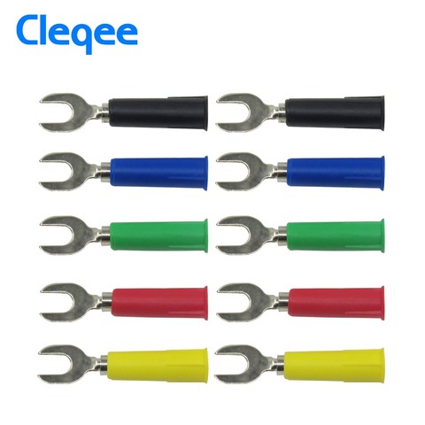 Cleqee-inserto de soldadura tipo U Y arpón, Conector de banana de 4mm, tipo de inserción en U Y tipo Y, 5 colores (ancho) 6mm, 10 Uds. ► Foto 1/6