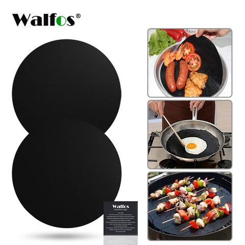 WALFOS-estera antiadherente reutilizable, 2 uds., sartén, Hoja para Wok, almohadilla de cocina, cocina, barbacoa, herramienta de esteras de cocina redonda ► Foto 1/6