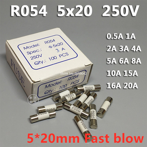 10 Uds RO54 R054 5*20mm fusible de cerámica 5x25 rápido fusible 250V 0.5A 1A 2A 3A 4A 5A 6A 8A 10A 13A 15A 16A 20A 25A 30A ► Foto 1/2