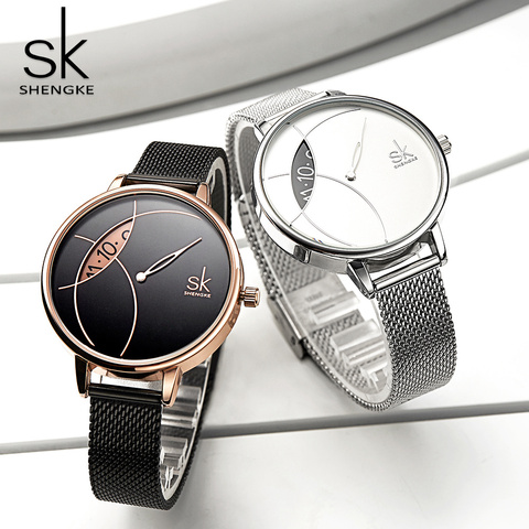 Reloj de moda Shengke para mujer, relojes creativos informales