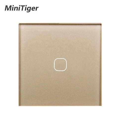 MiniTiger-Interruptor táctil de pared, estándar de la UE/Reino Unido, 1 entrada y 1 vía, Panel de interruptor de cristal blanco, 220-250V, solo función táctil ► Foto 1/3