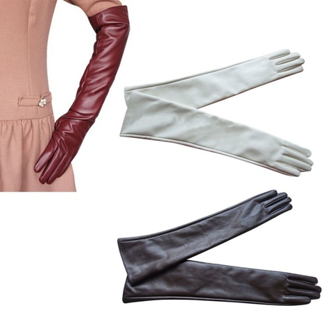 ¡Oferta! guantes de fiesta de noche de ópera de 7 colores para mujer, guantes largos de piel sintética PU sobre el codo 2017 nuevos ► Foto 1/6