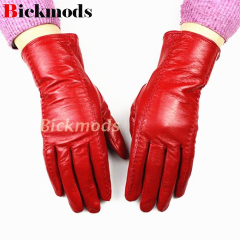 Guantes de piel para mujer, forro de terciopelo de piel de oveja Multicolor, cálidos, para otoño e invierno, promociones de precios especiales ► Foto 1/1