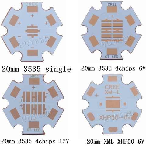 1 Uds 20mm 3535 cobre PCB Cree XPG2 XPE XPE2 XML XML2 XHP50 XHP70 MKR 3V6V12V led PCB 20mm x 1,6mm cobre estrella 16mm disipador de calor, PCB ► Foto 1/6