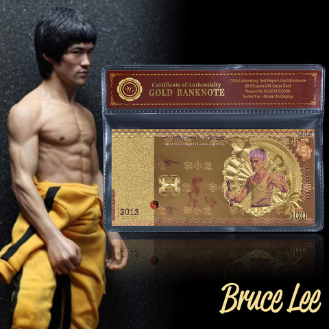 Billetes dorados de Metal de gran oferta, Bruce Lee 100, hoja de oro de lujo, billete coloreado para colección de valor con marco VOA ► Foto 1/3