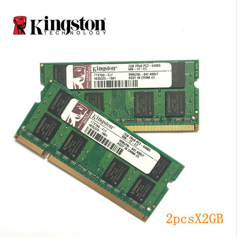 Kingston-módulo de memoria SODIMM DDR2 para portátil, 4GB (2pcsX2GB), 800 MHz, SODIMM, 4G, 800 MHZ, SODIMM RAM ► Foto 1/2