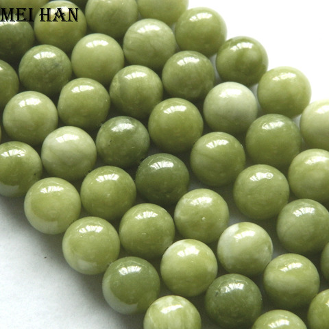 Meihan-Cuentas redondas lisas de jadeíta verde Natural, lote de 3 hebras y 10mm, para piedra semipreciosa DIY ► Foto 1/2