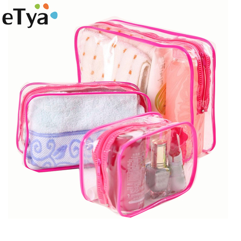 ETya bolsa de cosméticos de PVC transparente organizador de viajes mujeres bolsa de maquillaje con cremallera transparente estuche de belleza bolsa para maquillaje bolsas de lavado de baño bolso ► Foto 1/6