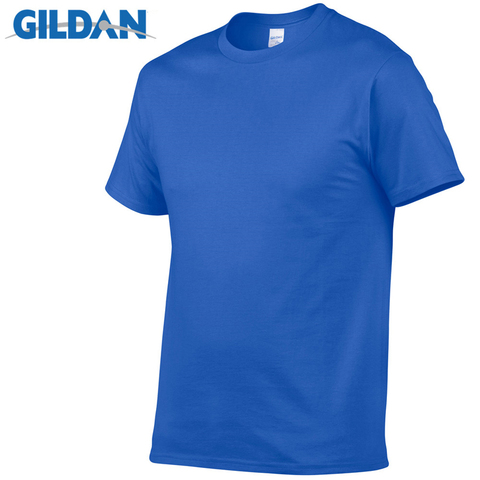 Camiseta de algodón 100% de verano para hombre de marca Gildan, camiseta Casual de manga corta con cuello redondo, Color sólido cómodo tops Tees ► Foto 1/6