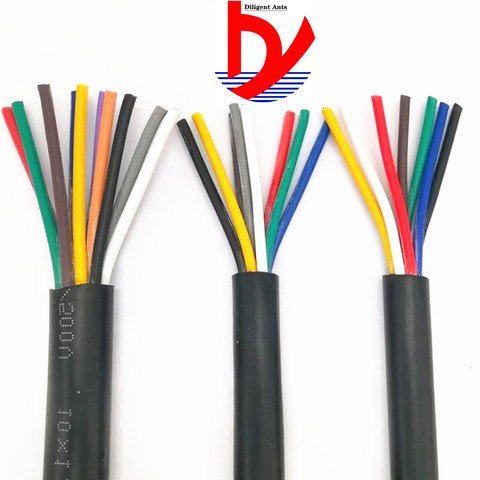 Cable de cobre RVV negro 26AWG 0,12 mm2 RVV 2/3/4/5/6/7/8/10/12/14/16/20, cable de señal de control ► Foto 1/6