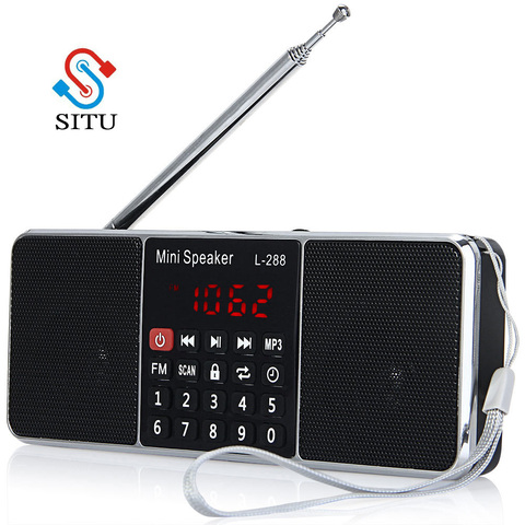 L-288 portátil Mini altavoz de Radio FM reproductor de música estéreo con TFCard disco USB pantalla LCD Control de volumen recargable altavoz ► Foto 1/1