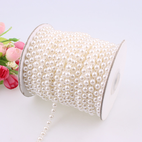 5 metros 3 4 6 8mm DIY ABS mitad ronda imitación Flatback perlas cadena decoración para fiesta de boda ► Foto 1/6