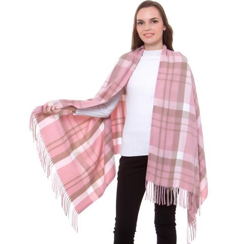 Chal de Cachemira a cuadros para mujer, elegante abrigo de otoño, Pashmina fina cepillada, largo grande, grueso, borla, Hijab rosa ► Foto 1/1