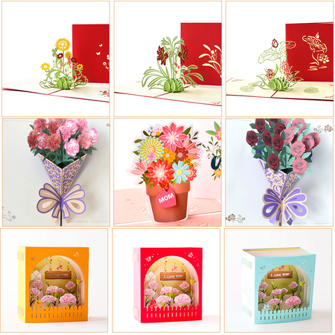 Ramo Floral Tarjeta de felicitación Pop-Upfeliz cumpleaños o el dia de la madre gracias