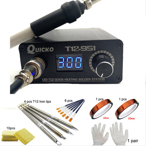 QUICKO T12 LED Digital de soldadura de hierro soldadura electrónica de hierro 2022 nueva versión T12-951 108 W ► Foto 1/6