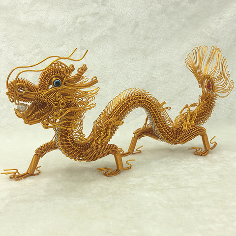 Miniaturas de dragón chino hechas a mano, alambre de aluminio, Animal de simulación, manualidades de decoración del hogar ► Foto 1/6